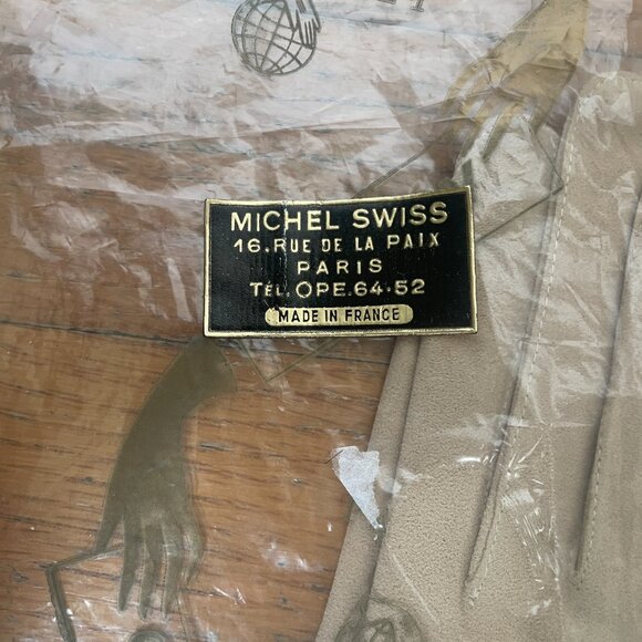 Vintage Kislav Gloves Suede Tan Size 6 11" NWT Made in France - Picture 4 of 11